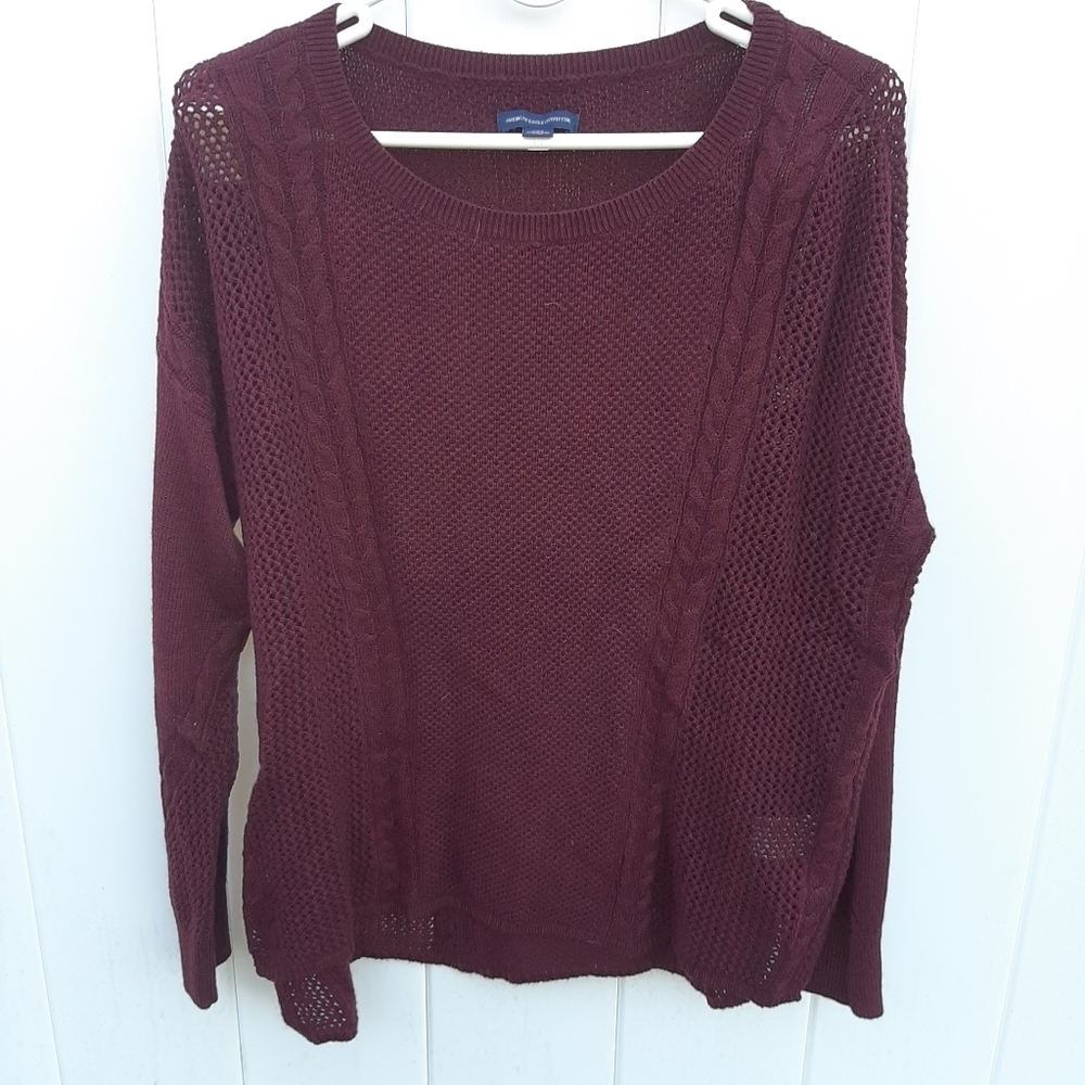 American Eagle Burgundy Long Sleeve Sweater - Picture 1 of 4